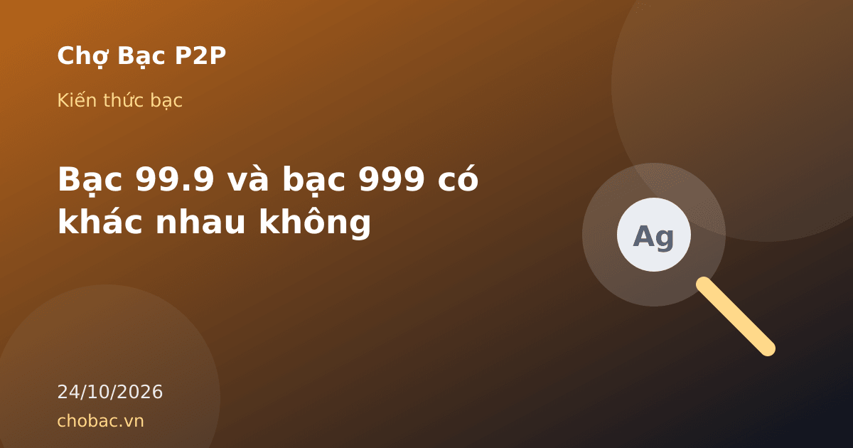 Minh hoạ cách quy đổi độ tinh khiết bạc từ phần trăm sang phần nghìn với các mức 99.9 và 999