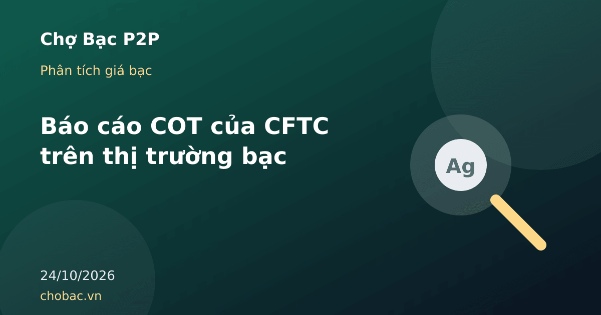 Minh hoạ kính lúp soi vào dữ liệu vị thế của báo cáo COT trên thị trường bạc