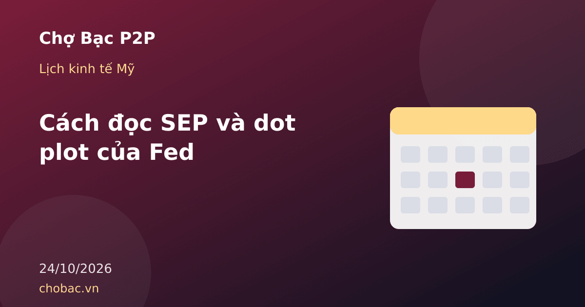 Minh hoạ lịch cùng các chấm dự báo lãi suất tượng trưng cho biểu đồ dot plot của Fed