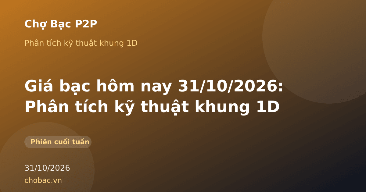 Biểu đồ minh hoạ phân tích kỹ thuật khung 1D giá bạc ngày 31/10/2026: đóng cửa 49,13 USD/oz