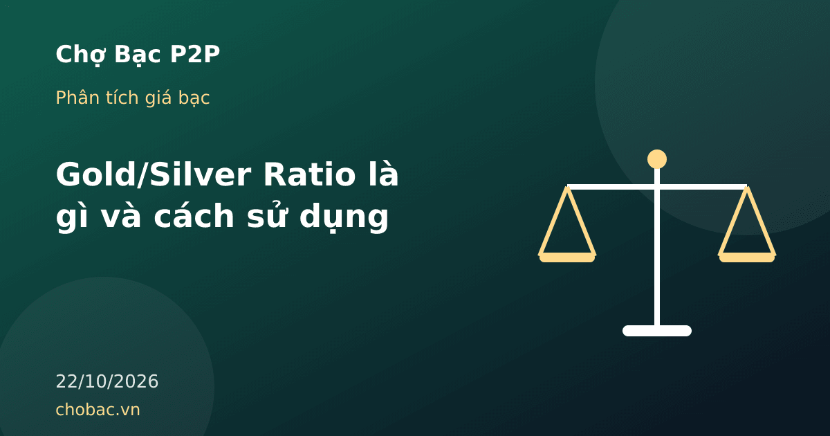 Minh hoạ cái cân so sánh vàng và bạc thể hiện tỷ lệ vàng bạc Gold Silver Ratio