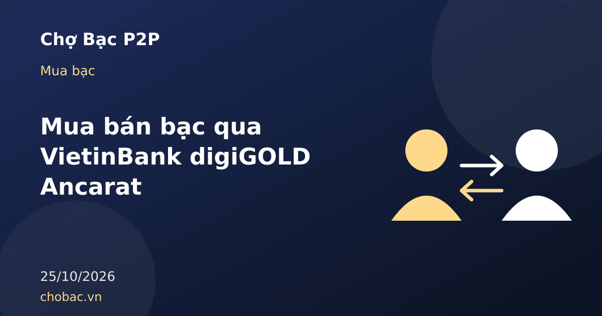 Minh hoạ ứng dụng ngân hàng mua bán bạc trực tuyến bên cạnh thỏi bạc vật chất