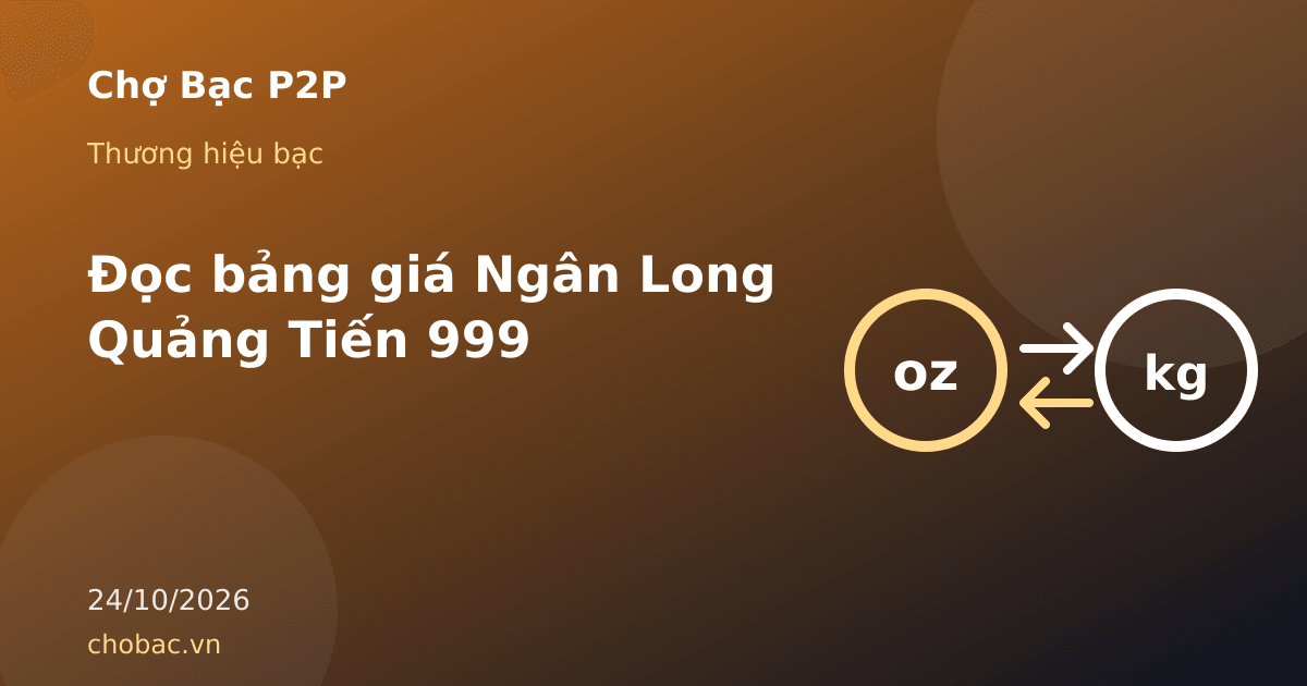 Minh hoạ ba quy cách bạc Ngân Long Quảng Tiến 999 một lượng năm lượng và một kilô cùng quy về giá mỗi lượng