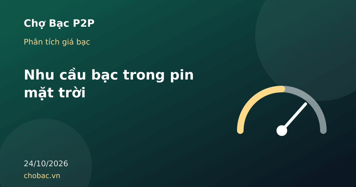 Minh hoạ đồng hồ đo thể hiện nhu cầu bạc công nghiệp từ ngành pin năng lượng mặt trời