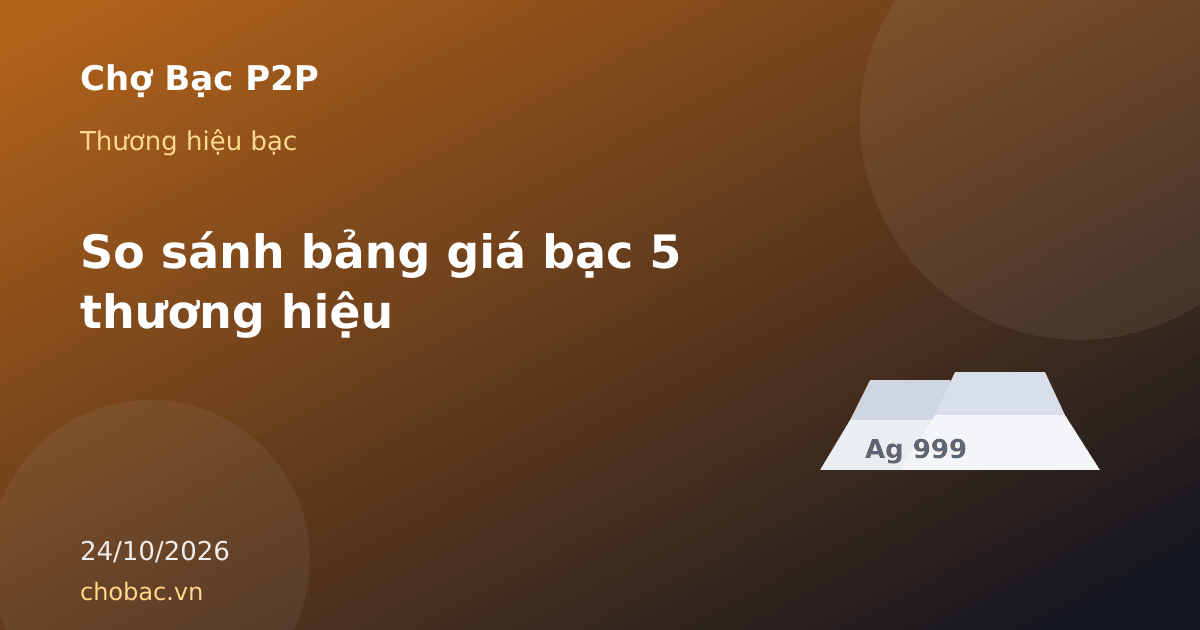 Minh hoạ so sánh năm bảng giá bạc của Phú Quý Ancarat DOJI Bảo Tín Mạnh Hải và SBJ về đơn vị và giờ cập nhật