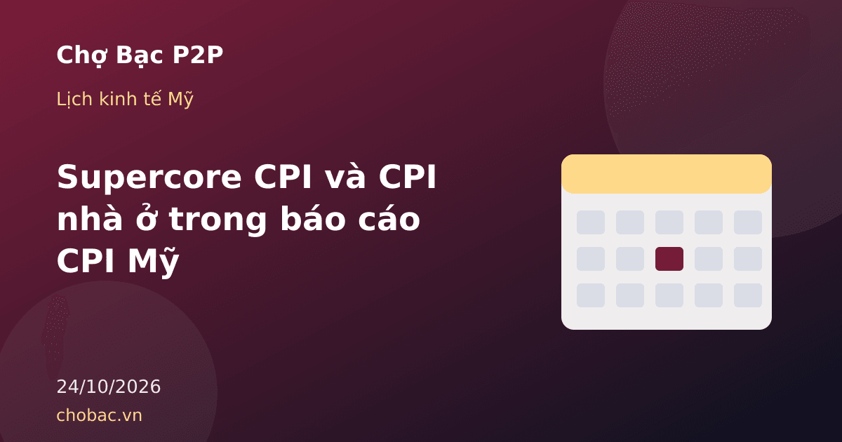 Minh hoạ lịch với các nhóm chi tiết của báo cáo CPI Mỹ gồm nhà ở và dịch vụ lõi